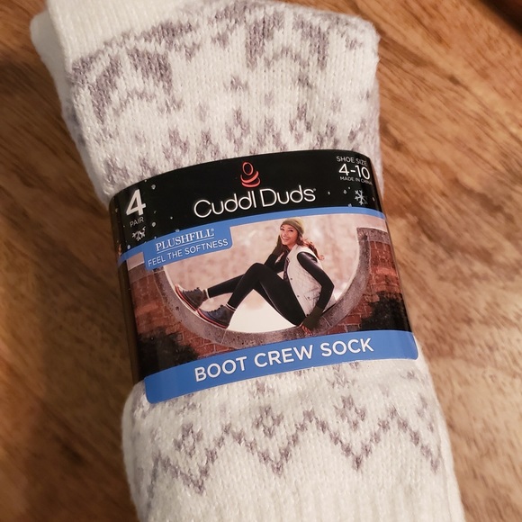 Cuddl Duds Accessories - Cuddl Duds Boot Crew Socks, 4 Pair, NWT